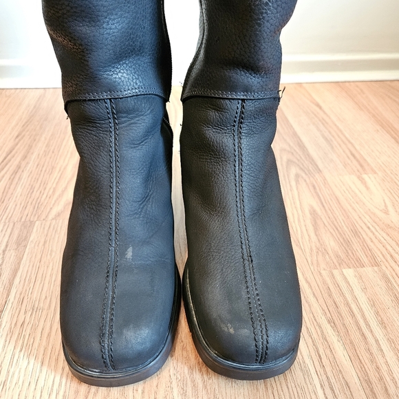 Anfibio Women's Moto Mid Calf Leather Biker Square Toe Black Boho Boots Size 37. - Picture 10 of 15